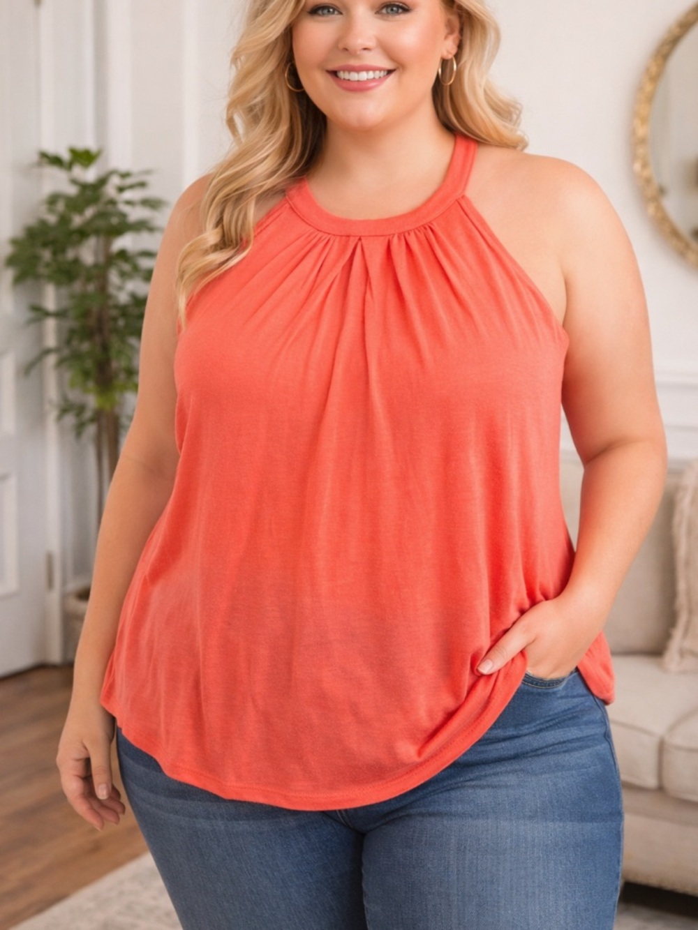 Cable & Gauge- NWT Coral Sleeveless Women's Top Size Large